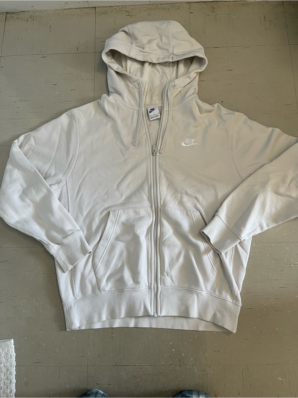 Nike Cream Full-Zip Hoodie with Swoosh size M